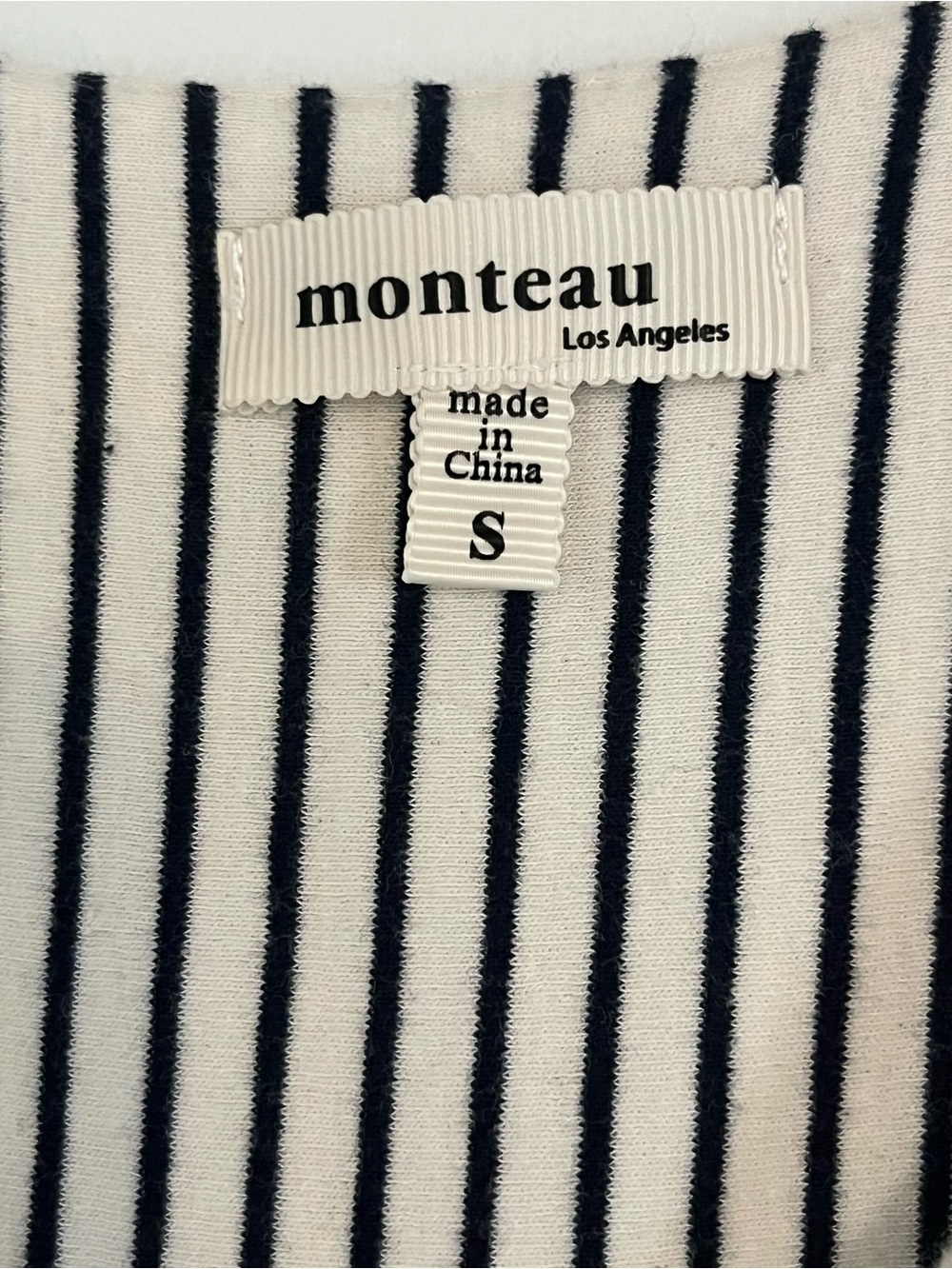 Monteau Sleeveless V-Neck Striped Belted Dress - White/Black Size Small - Picture 6 of 11